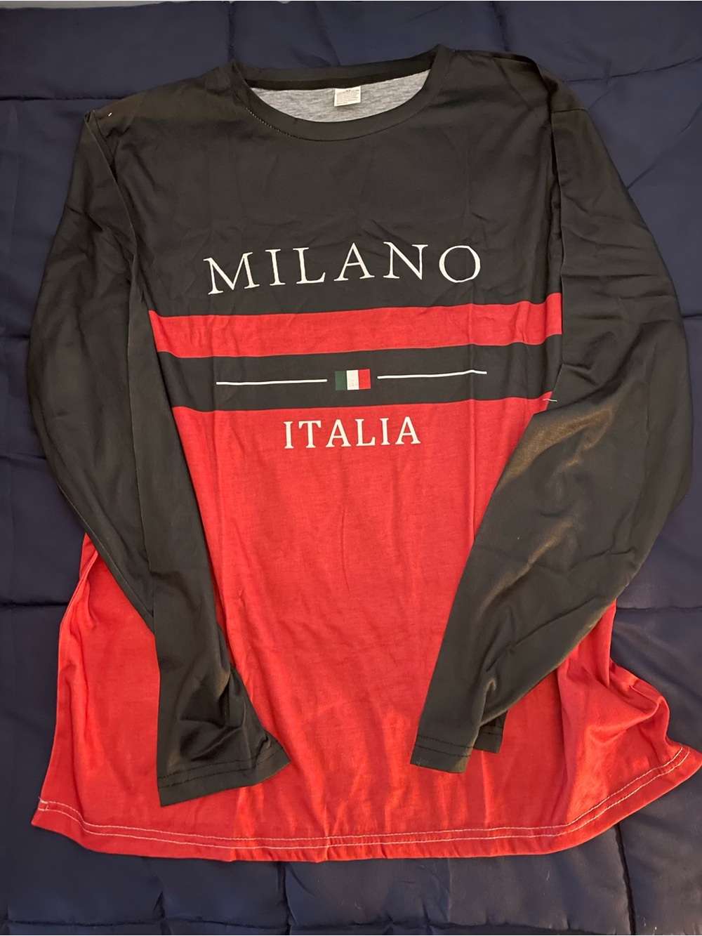 Milano Italia Long-Sleeve Men's Shirt - Black & Red size X-Large